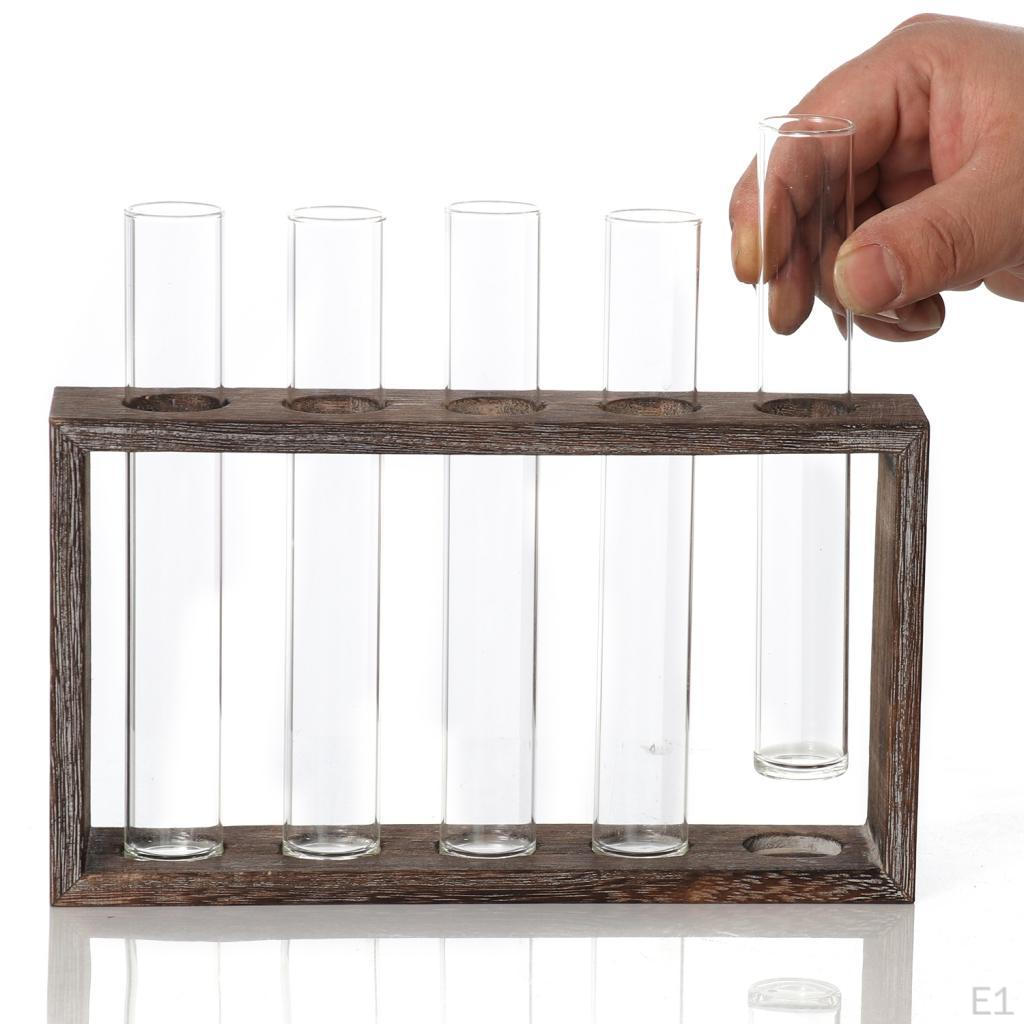 Blumenzwiebelvase mit Vintage-Holzständer für Hydrokulturpflanzen, Tisch-Glaspflanzgefäß
