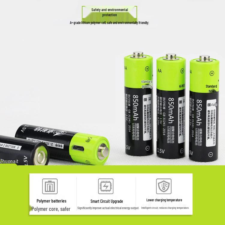 5th Gen USB Fast Charger with Smart Set for 1.5V Rechargeable Lithium Batteries (2-Pack)