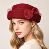 National Style Silk Hemp Pearl Flower Beret Children Autumn and Winter Australian Wool Felt Hat Heavy Industry Double Mode Mesh Top Hat