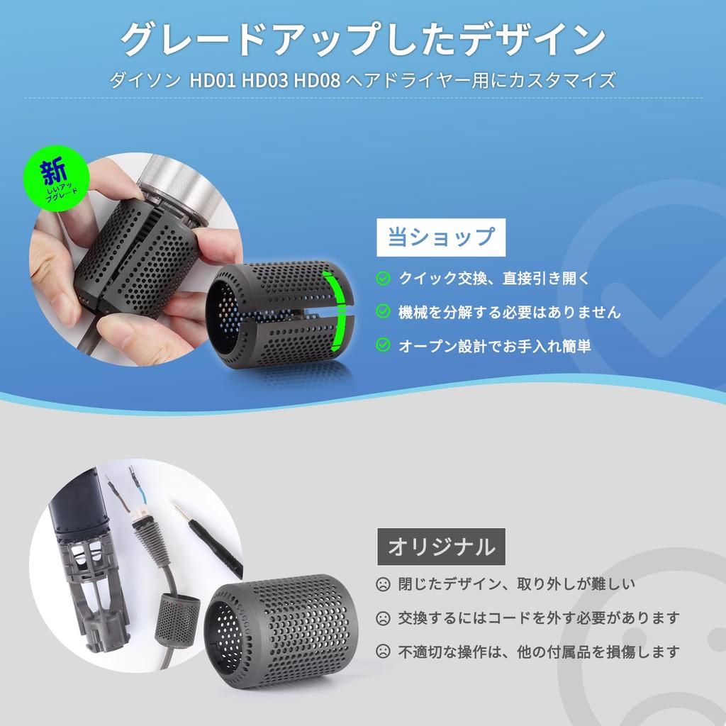 Replacement Hair Dryer Filter for Dyson Supersonic and HD08 Hair Dryer Strainer Filter Brush Replacement Part HD01, HD03, Models, (Gray)