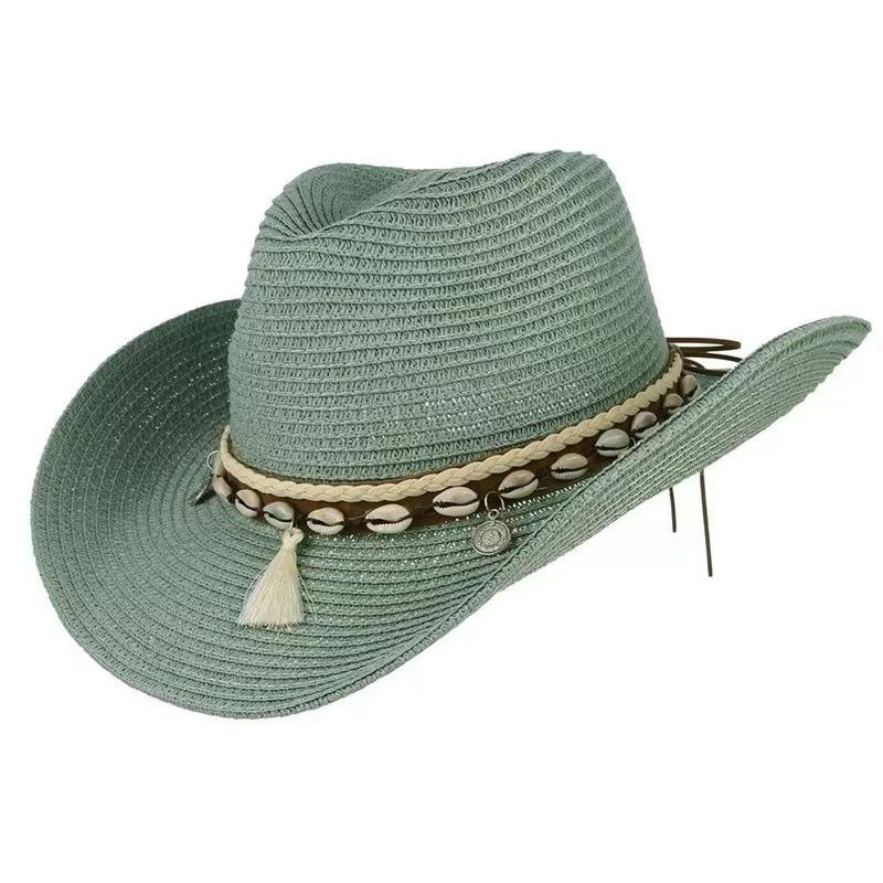 summer Straw Cowboy hat women Fashion cowgirl straw hat solid caps women summer cowboy Sunshade Jazz Hat Panama men sun hat
