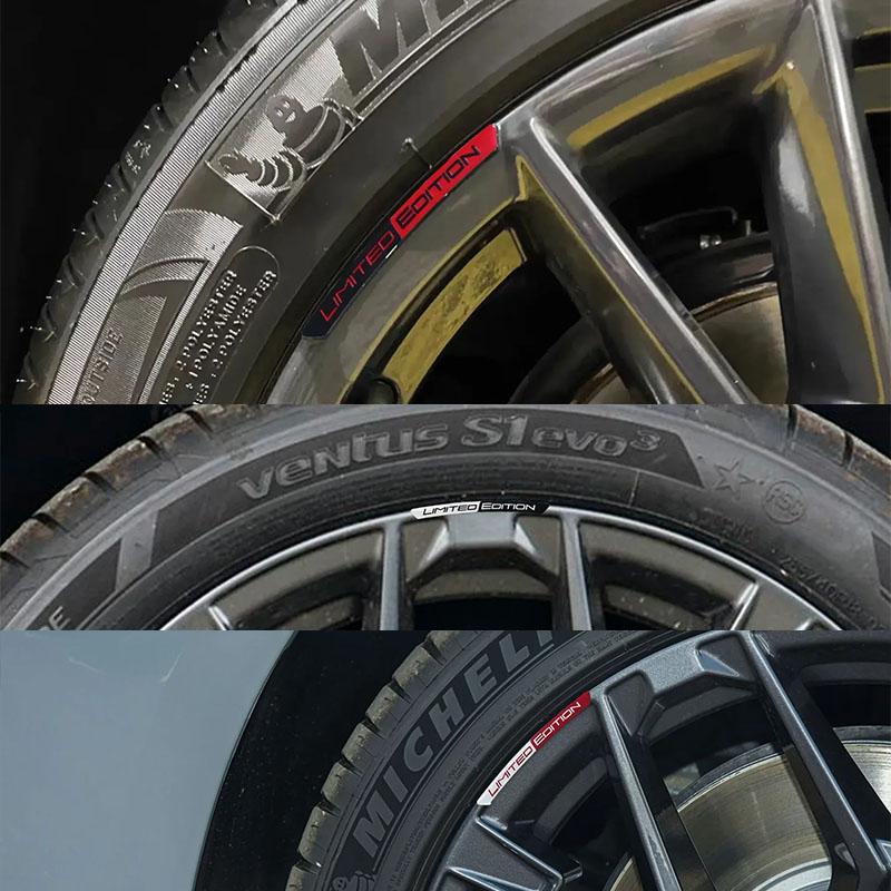 4x Aluminiowy Emblemat EDYCJA LIMITOWANA Naklejki na Piasty Kół Samochodowych Naklejka Pasek Dekoracyjny Obręczy Opony Akcesoria Uniwersalne Zewnętrzne do Auta