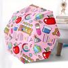 Automatic Folding Umbrella Science-themed illustrations on a pink background. Portable collapsible design, casual outdoor acce