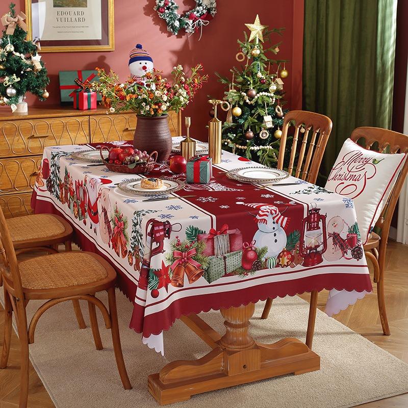 New Christmas Table Cloth Printed Rectangular Home Living Room Table Cloth Festive Party Atmosphere Beautification Decoration