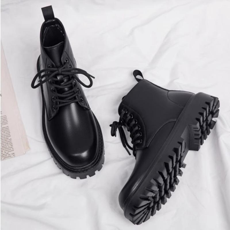 Mode Herren Lederstiefel Mode Outdoor Komfort Motorradstiefel für Herren Retro Britischer Stil High-Top Tooling Stiefel Botas Para Hombre