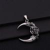 Gothic Rose Moon Necklace - Unisex Vintage Romantic Pendant in Dark, Trendy Style