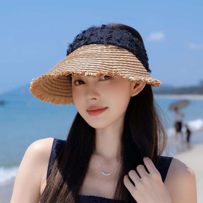 Summer Versatile Fashion Empty Top Hat Cool Straw Hat Children Travel Vacation Sun Protection Hat Outdoor Big Brim Sun Hat
