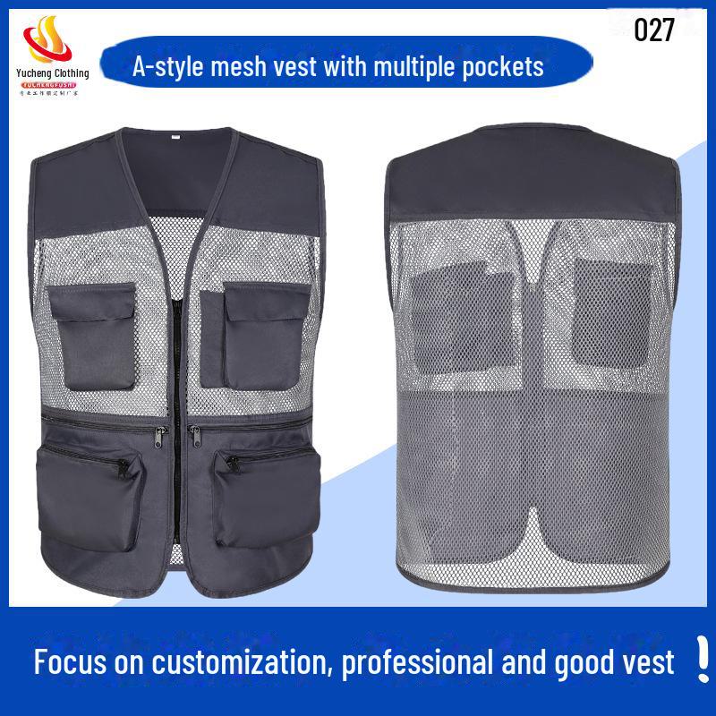 Custom Logo Emergency Management Safety Vest - Multi-Pocket Workwear for Photojournalists