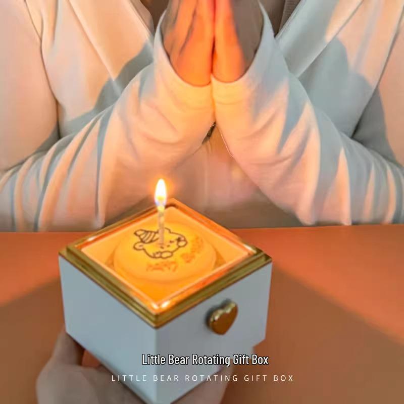 Romantische Kleine Bär Drehbare Kuchenringbox - Perfektes Geschenk für Mädchen oder Ehefrauen Geburtstag, Kreative Überraschung und Geständnis