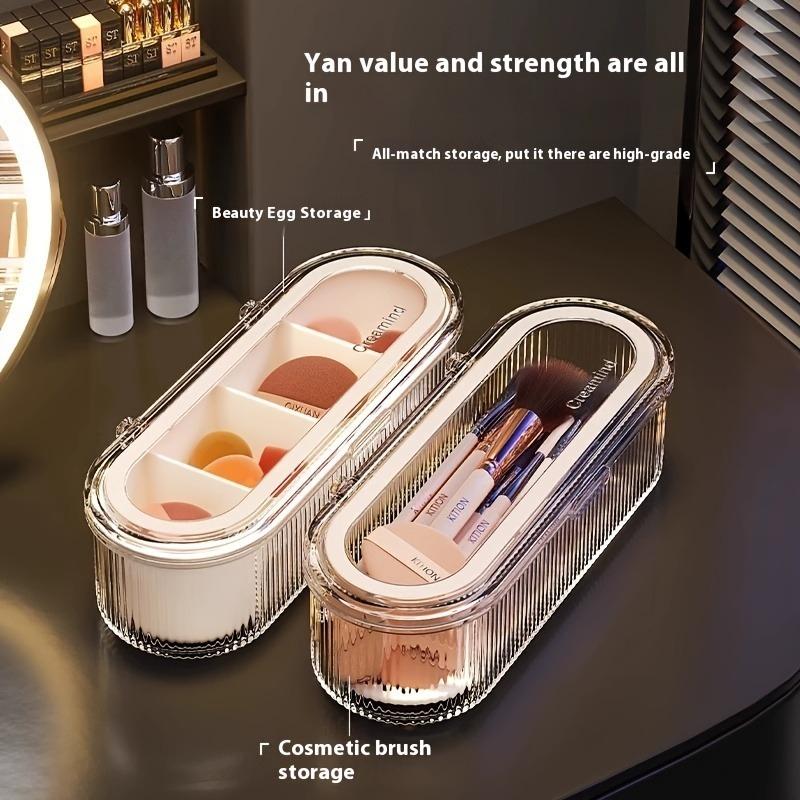 1pc Acrylic Cosmetic Brush Storage Box Transparent Makeup Brush Organizer Dustproof Holder Vanity Bathroom Accessories with Lid
