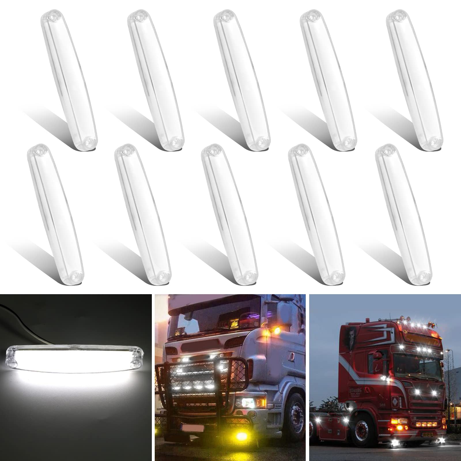 

X-STYLE Side Markers, LED, , 24V, White, 9 LED Marker Lamps, For Trailer, Lorry, 9led-12V/24V белый
