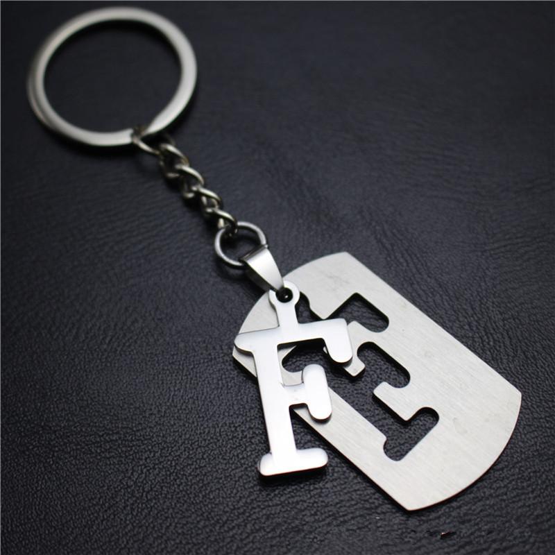2022 DIY A-Z Letters Key Chain For Name Silver Color Steel Keychain Women Men Car Key Ring Simple Key Holder Party Gift