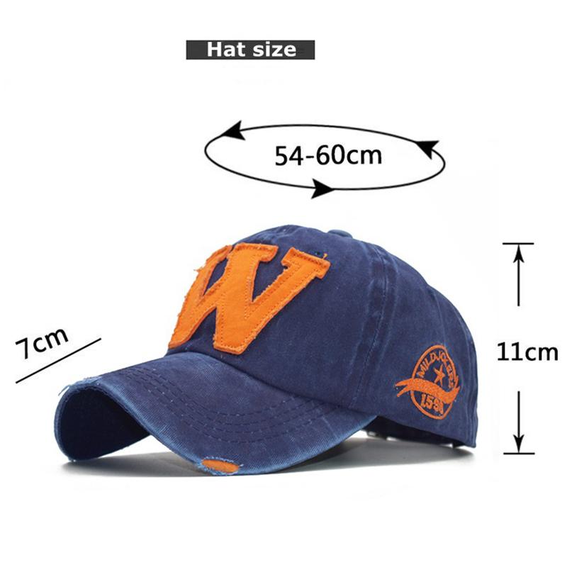 Buchstabe W bestickte Baseballkappe, Vintage-Hüte aus gewaschener Baumwolle, verstellbare Papa-Mütze, Unisex-Baseballmützen, Snapback-Mütze
