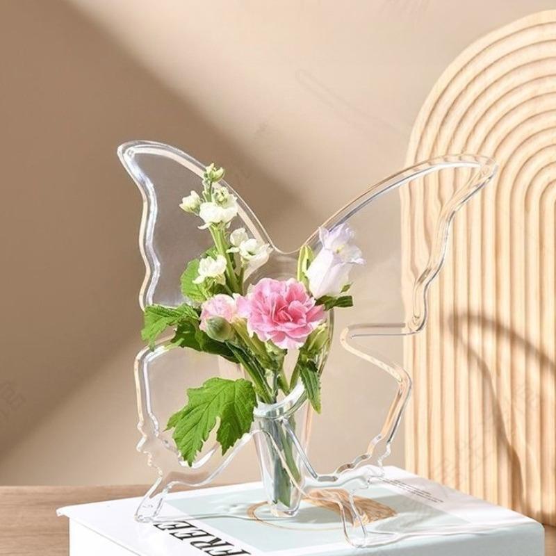 1PC Transparent Butterfly Vase | Modern Luxury Minimalist Decoration for Desk and Living Room Displays, Hydroponic Plant Containers for Hallways