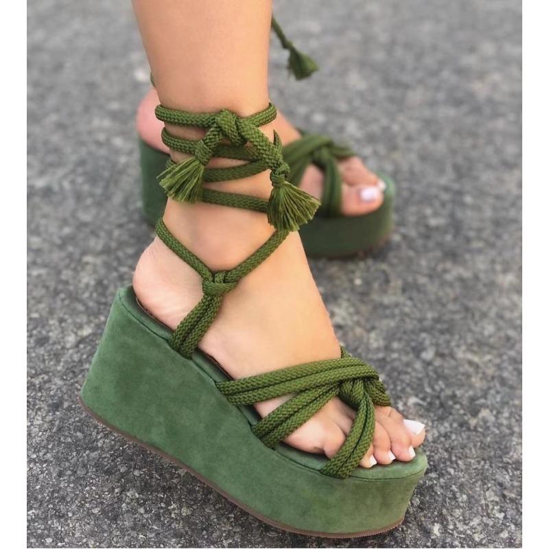 Summer New Muffin Platform Foot Ring Strap High Heel Sandals Large Size Platform Open Toe Fashion Sandals