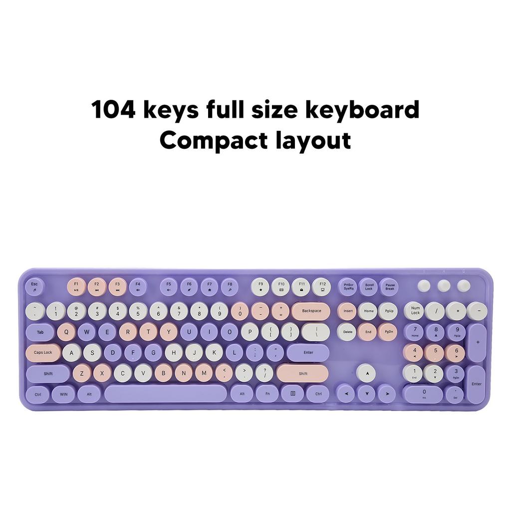 Wireless Keyboard Mouse Combo 2.4GHz 104 Keys Full Size Typewriter Keyboard 3 Adjustable DPI Mouse for Windows