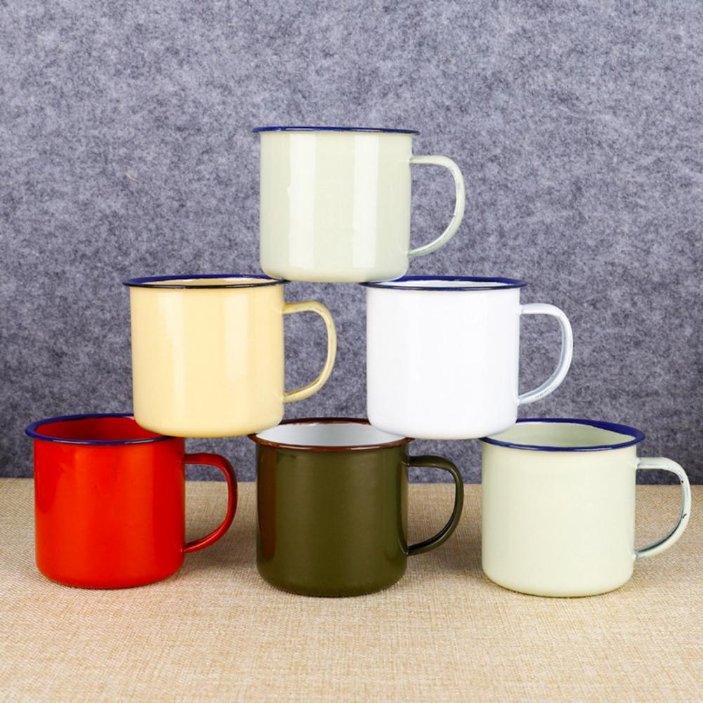 120/240/350/500ML Vintage Enamel Mug with Handle Heat-resistant Large Capacity Tea Milk Water Coffee Drinking Cup Retro Decor