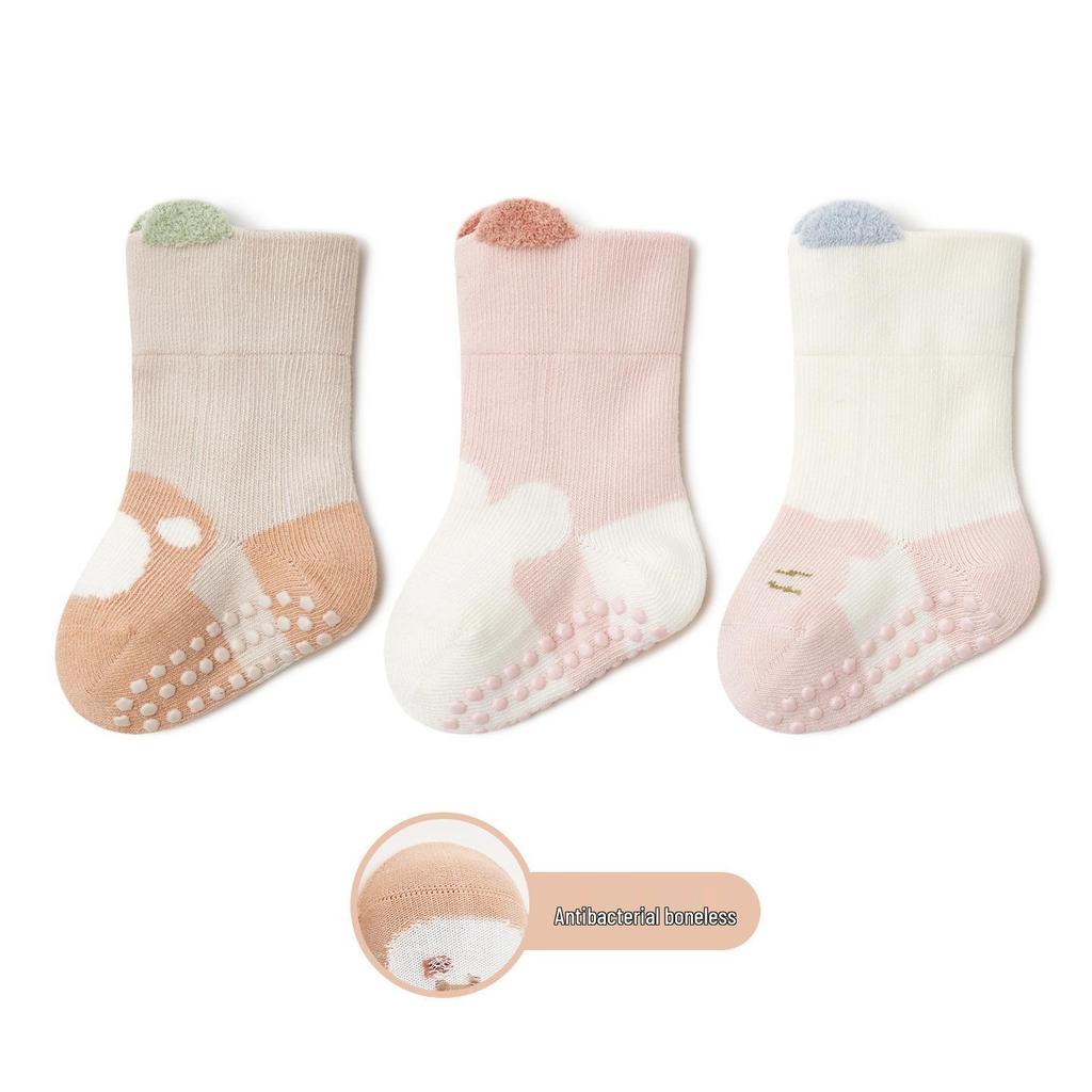 Baby Non-Slip Cartoon Cotton Socks for Newborns - Warm, Cold-Proof Walking Socks for Spring, Autumn, and Winter