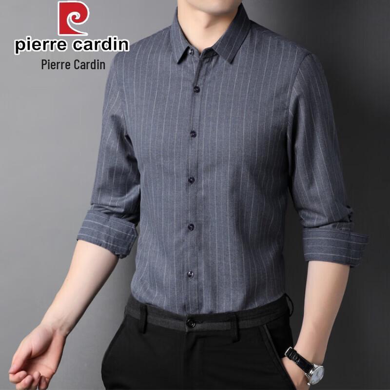 Pierre Cardin Men's Non-Iron Plaid Business Casual Long Sleeve Shirt