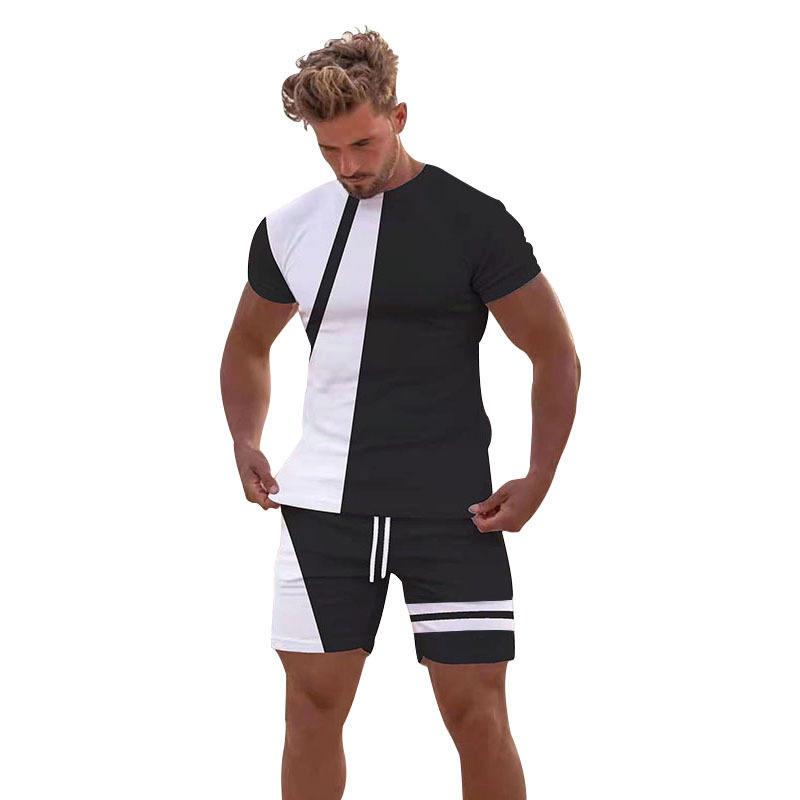 Men's Leisure Sports Fitness Suit Summer Leisure Breathable Refreshing Short Sleeve Oversized Men's Shirt Y2K Style Suit