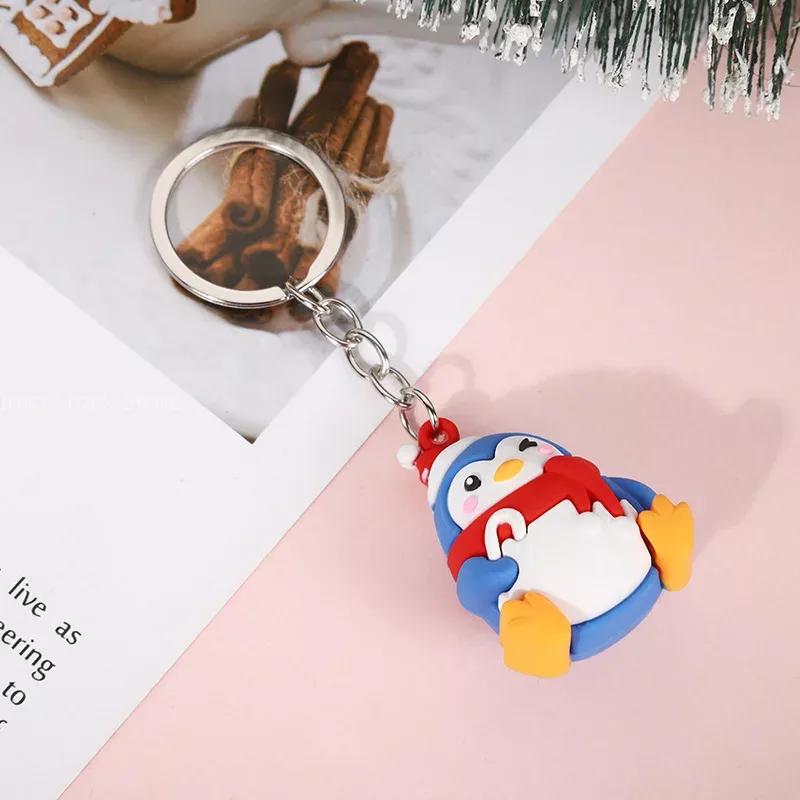 Cute Santa Claus PVC soft rubber key chain pendant cartoon snowman doll bag ornaments holiday gifts