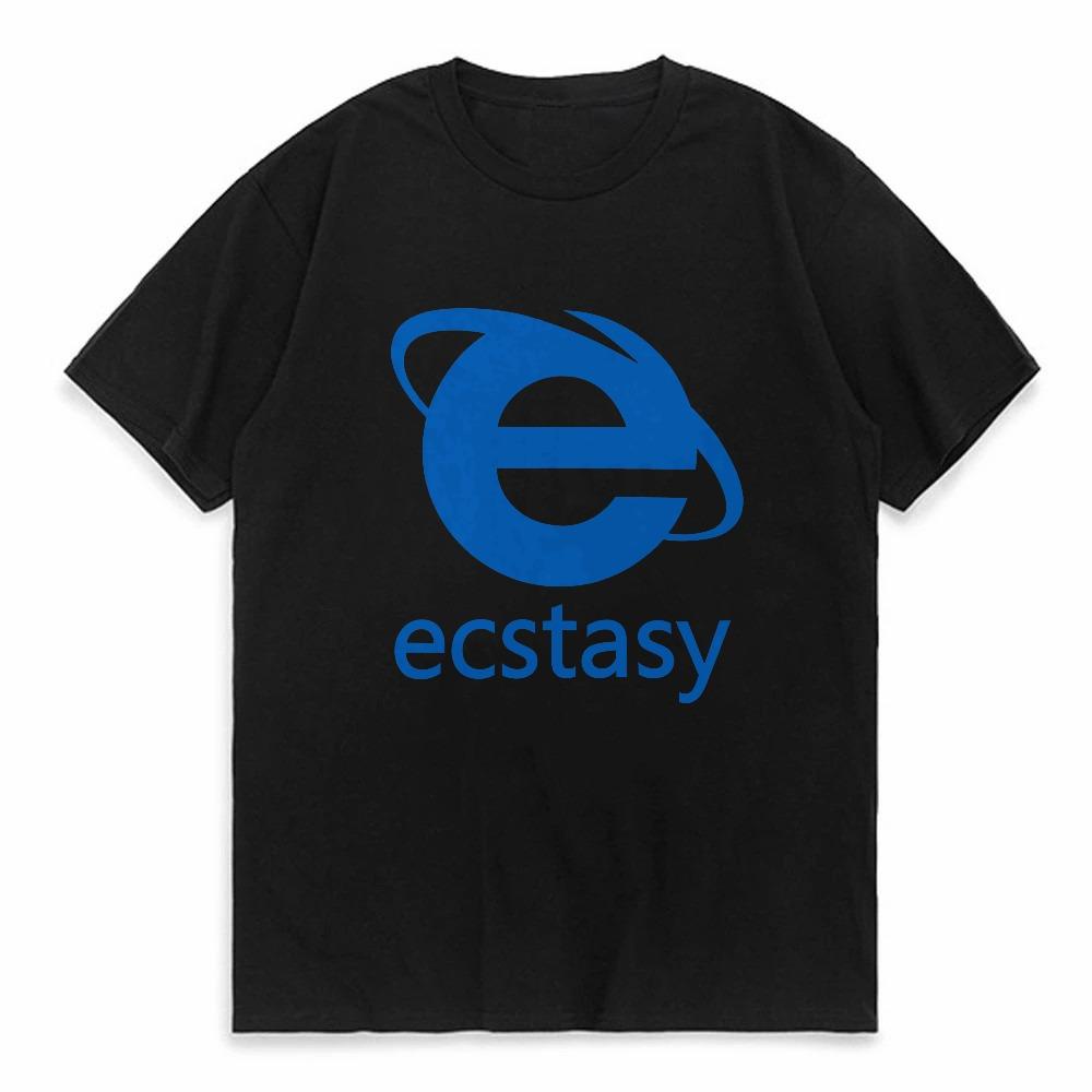 Streetwear Ecstasy New T Shirt Y2K Men Harajuku White Tshirt Letter Pattern Printing Oversize Loose Shortsleeved Gothic Top
