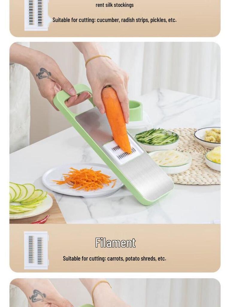 Multifunctional Vegetable and Potato Slicer, Shredder, and Julienne Grater with Kitchen Inserts