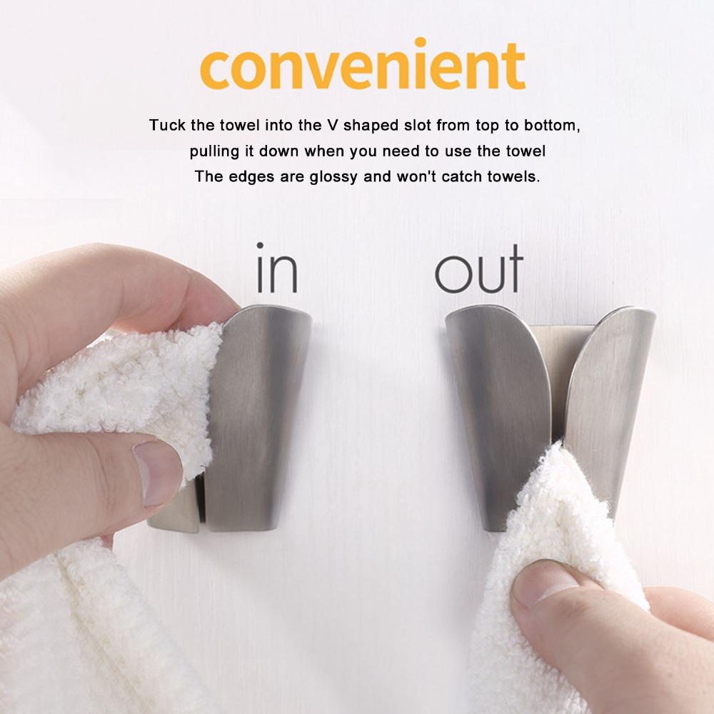 2 PCS Silver Towel Hook Brushed Finish Towel Holder Durable Towel Hook Hanger  Over the Door