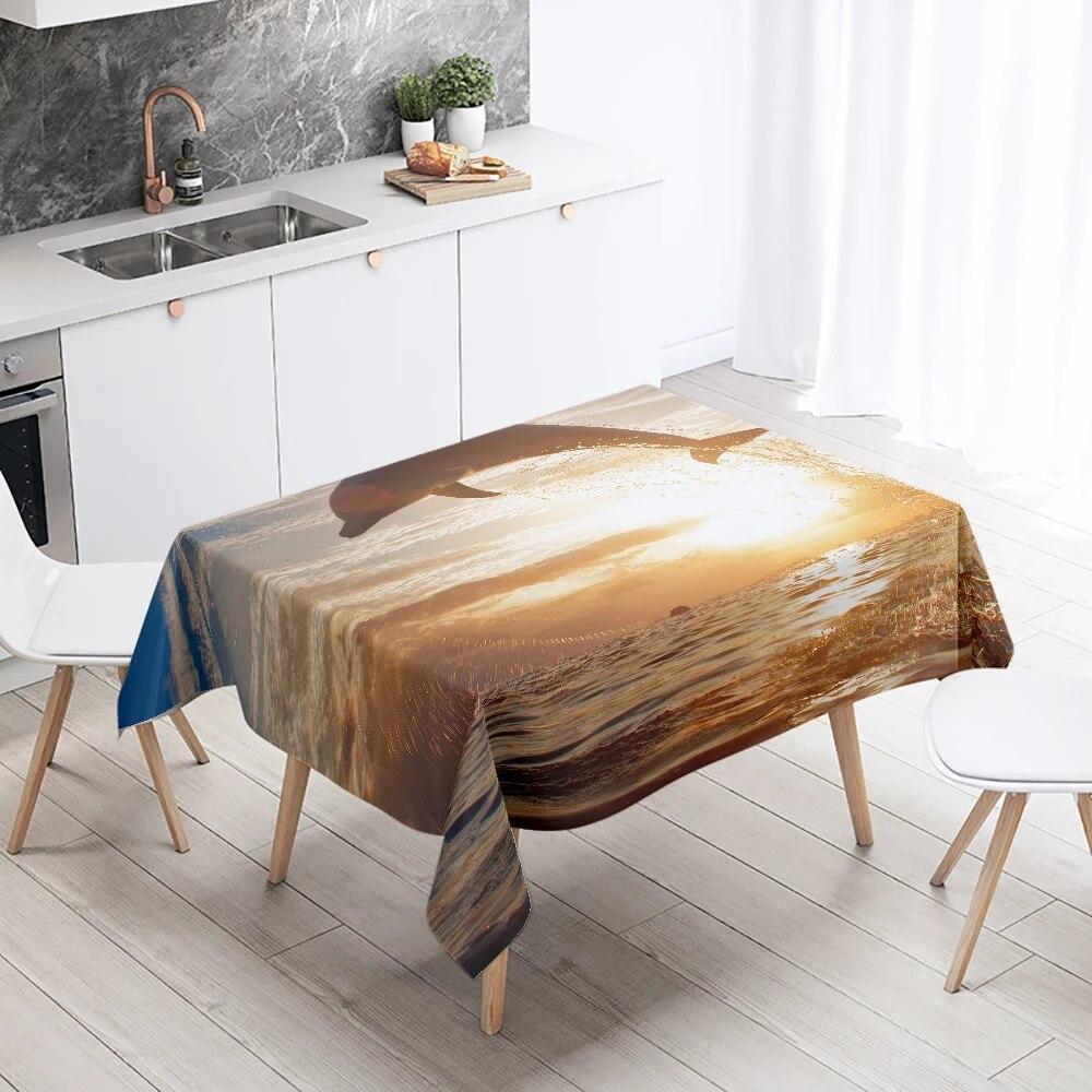 

Милая скатерть с китом и косаткой, водонепроницаемая прямоугольная скатерть для свадебной вечеринки, декора для ресторана, кухни, дома 40x70cm