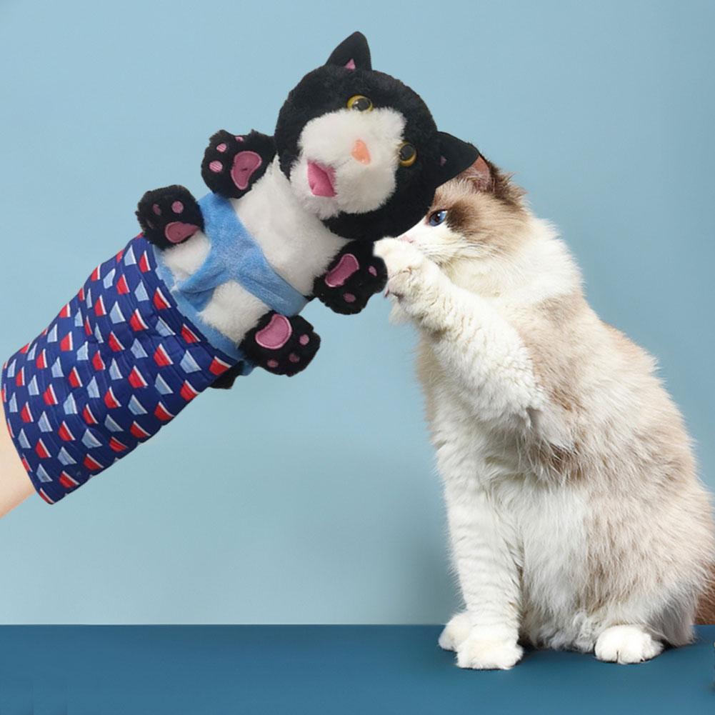 Katzenhandpuppe Wrestler Handhandschuh Interaktives Spiel Katzenspielzeug Plüschkatze Wrestle Spielzeug Wrestlinghandschuh Robuste Polsterung Tierspielzeug