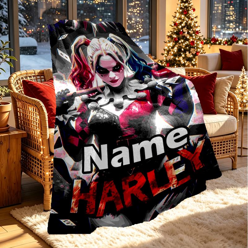 Custom Name Personalized Superhero Print Blanket, Home Decor, Bedroom, Sofa, Camping, Couch, Gifts for Birthday Christmas