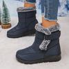 Retro Waterproof Fabric Snow Boots Women 2025 Winter Warm Short Plush Ankle Booties Casual Non Slip Hiking Sneakers Size 43