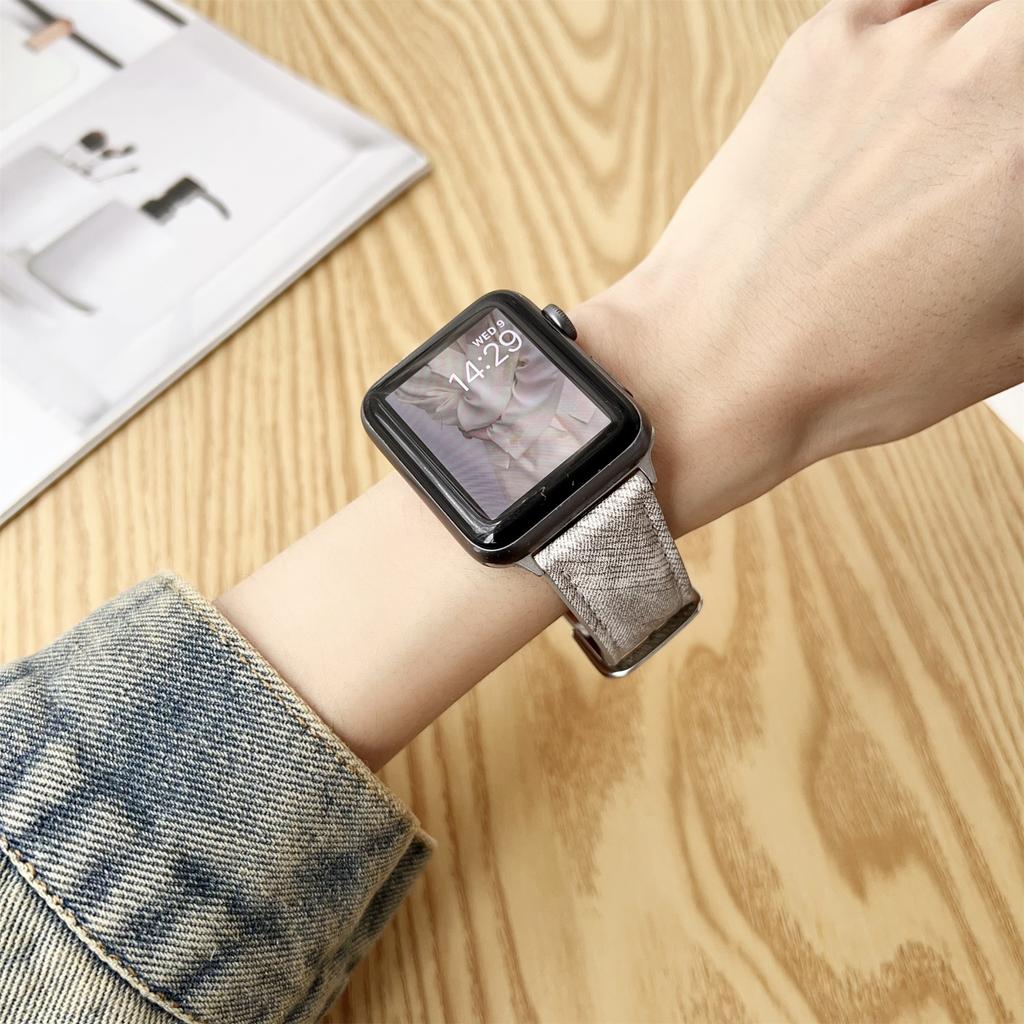 Watch Bands For Apple Watch Series 10 Ultra 9 8 7 SE 6 5 4 3 2 1 46mm 49mm 45mm 44mm 42mm Leather Wrist Strap with Steel Buckle