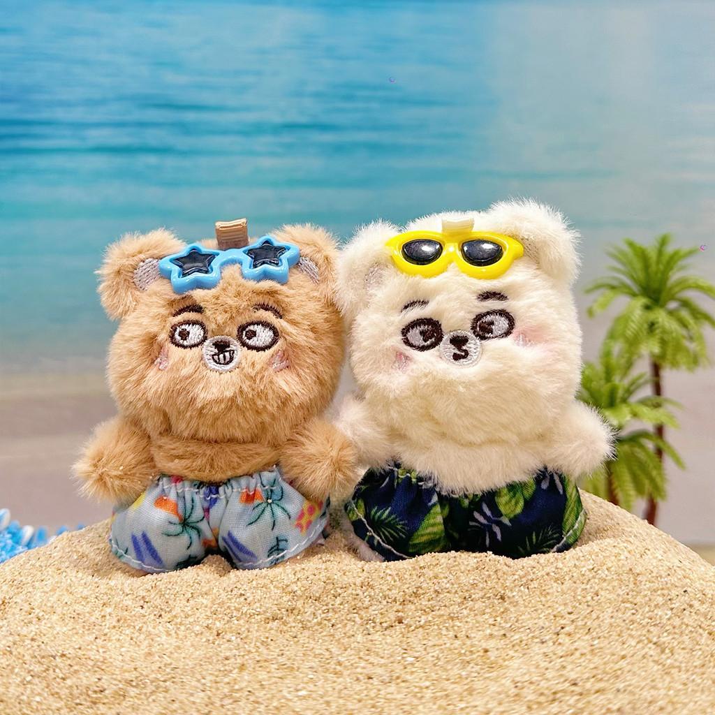 Keychain Plush Bear Pair With Beach Pants Design For Students And Gift Giving