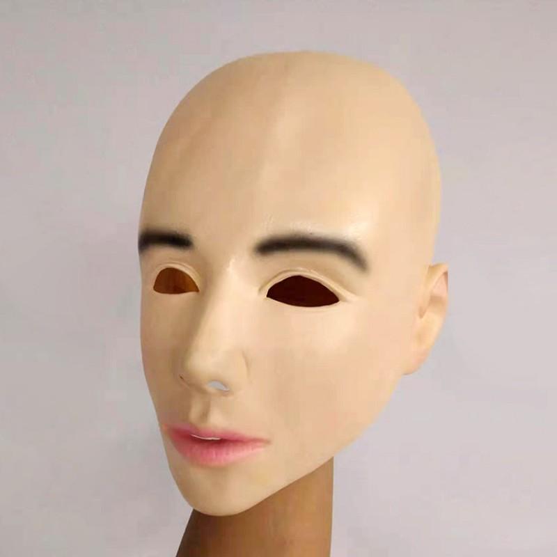Realistic Bald Head Mask Men Halloween Party Cosplay Costume Accessory Latex Full