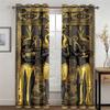Ancient Egypt Eyes African Pharaoh Lion Black Gold Light Filtering  Window Drapes For Living Space Bedroom Space Window Drape Decor
