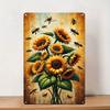 Sunflower and Bee Vintage Tin Sign Wall Decor for Room, Home Restaurant Bar Cafe Garage Decoration, Perfect for Room Decor