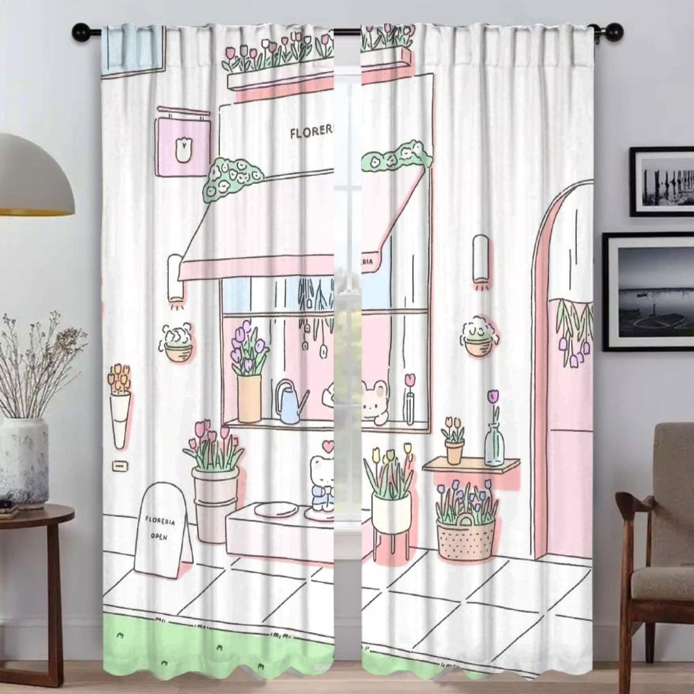 Kaninchen Leben Vorhänge für Wohnzimmer Vorhang für Zimmer 2 Paneele Heim Innenvorhänge Raumteiler Jalousien Halloween Dekoration Kind