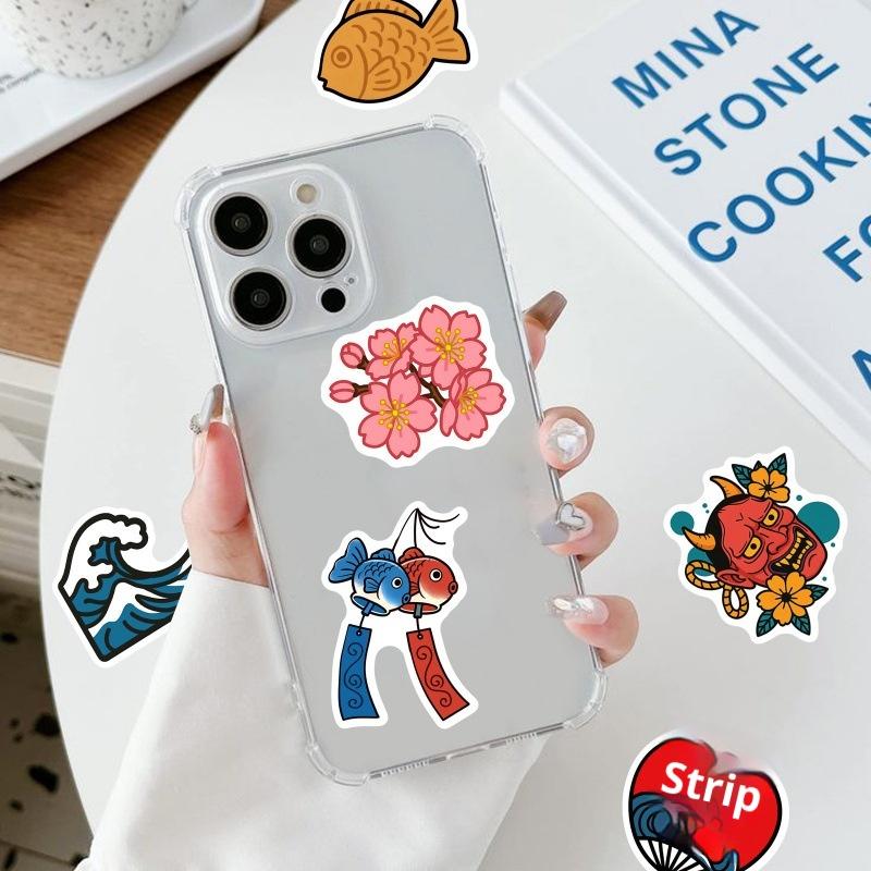 50Pcs/Set Japanese Style Traditional Culture Stickers Aesthetic For Kids Toy Laptop Water Bottle Luggage Waterproof Vinyl Decal