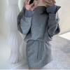 Autumn Winter Women Fashion Outfits Two Piece Set Round Collar Pullpvers + Elastic Waist Shorts Skirt New Aesthetic Casual Patchwork Suit