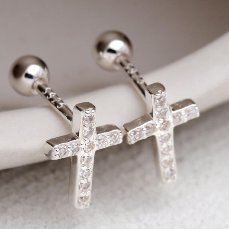 Women's Accessories Sari Daily Cubic Cross Piercing