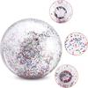 4 Pack 24Inch Glitter Beach Balls Inflatable Confetti Sports Beach Balls 16 Inch Floatable Sequin Beachballs Pool Toys Balls Giant Clear Beach Ball