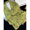 Gift-Giving Advanced Sense Illustration Pajamas Women'S Temperament Lapel Collar Long Sleeves Can Be Worn Outside Ice Silk Suit Real Shot