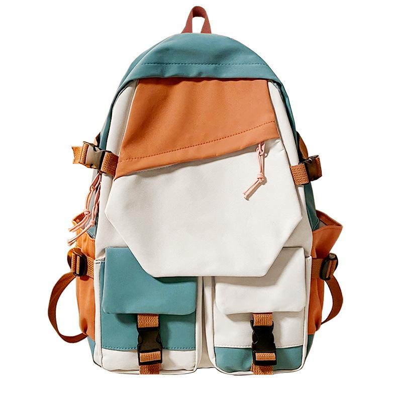 Japanese Campus Color Matching Blank Versatile Backpack To High School Students, Junior High School Students Large-Capacity Schoolbag