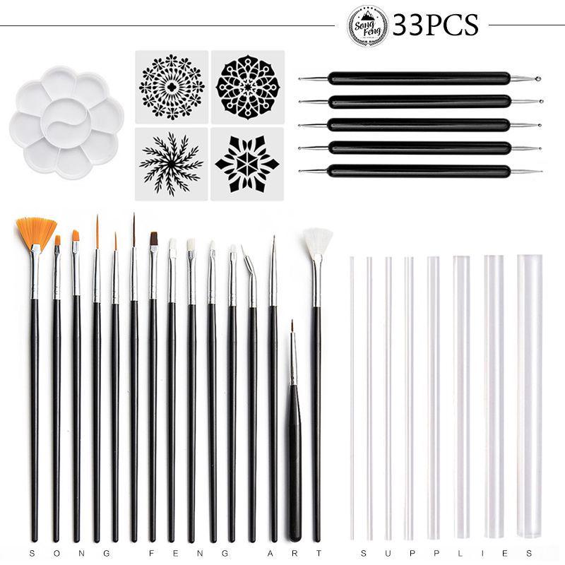 19-teiliges Mandala-Kunstwerkzeug-Set: Vorlage, Federmäppchen, Palette, Punktmalwerkzeuge und Bohrstift