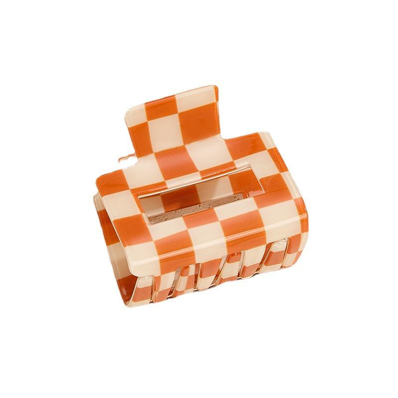 Versatile Checkered Square Claw Clip: High-End Sweet Hair Accessory for Women