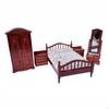 5 Pieces Dollhouse Bedroom Set 1:12 Scale Miniature Furniture Wooden