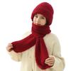 2-in1 Soft Warm Scarf Cap Crochet Hooded Scarf Hat for Skiing Hiking Universal Lady Windproof Shawl Hat with Neck Covers