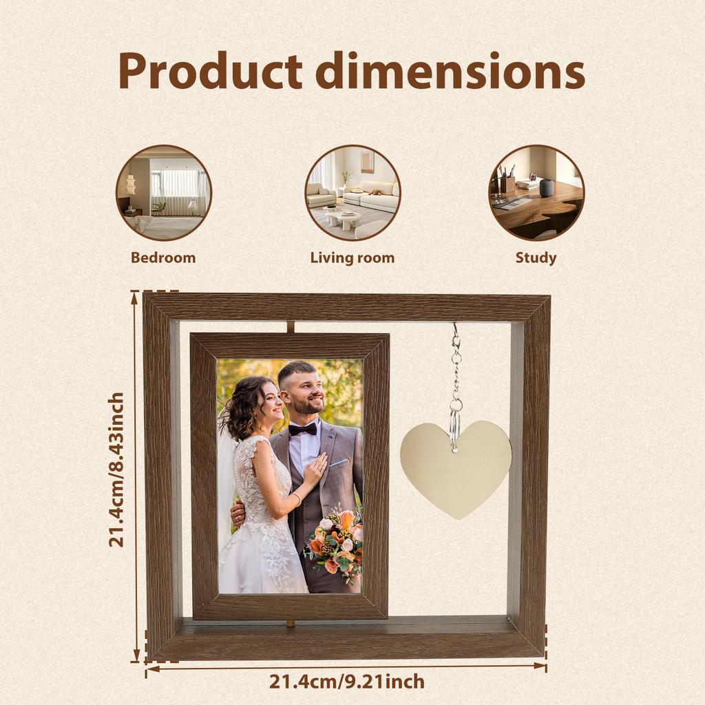 1Pc/2Pcs Rotating Picture Frame Double Sided Rotation Wedding Photo Frame Vertical Display Wedding Presents for Couples Bride