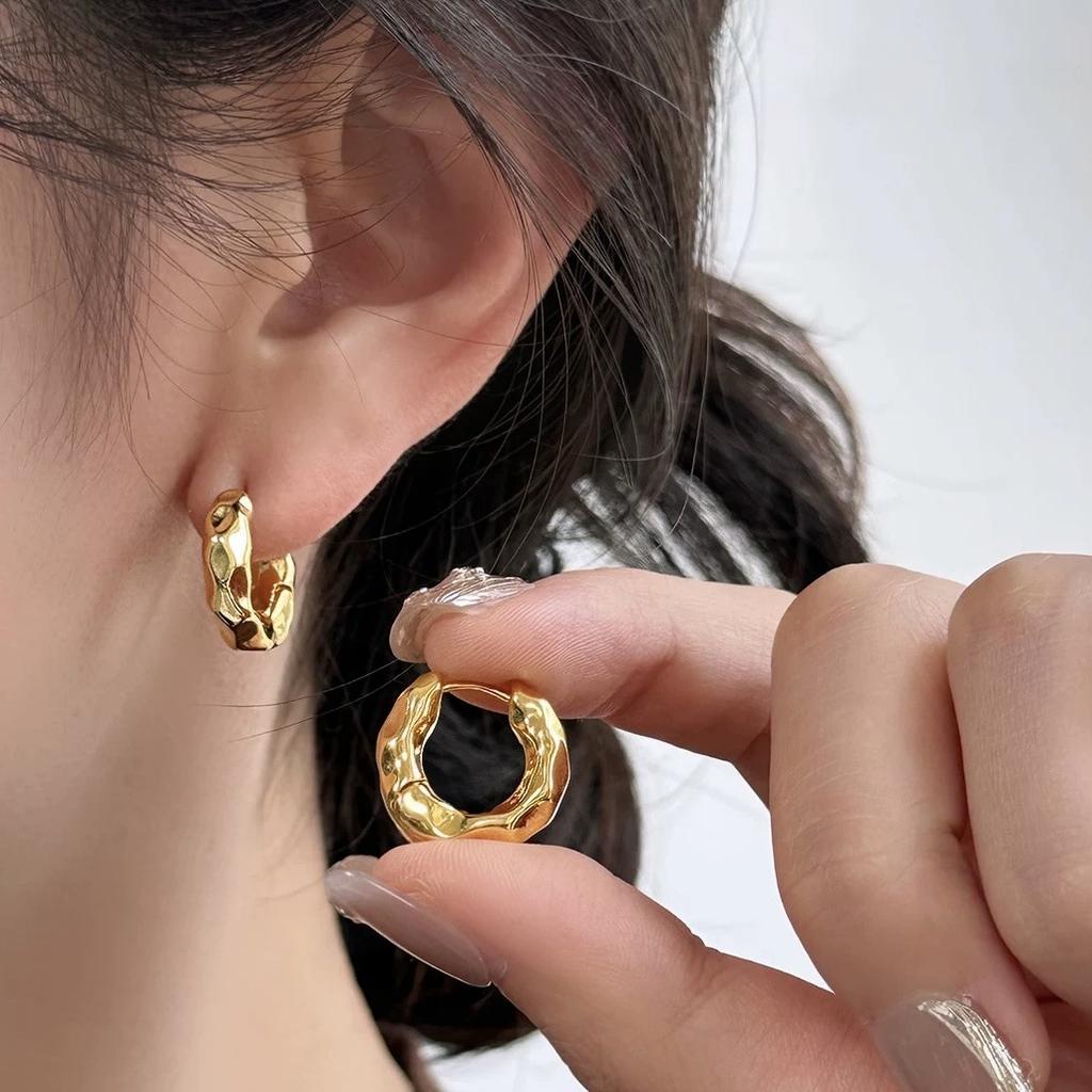 Trendy 925 Silver Circle Hoop Earrings for Women Real Silver Jewelry Fashion Earrings